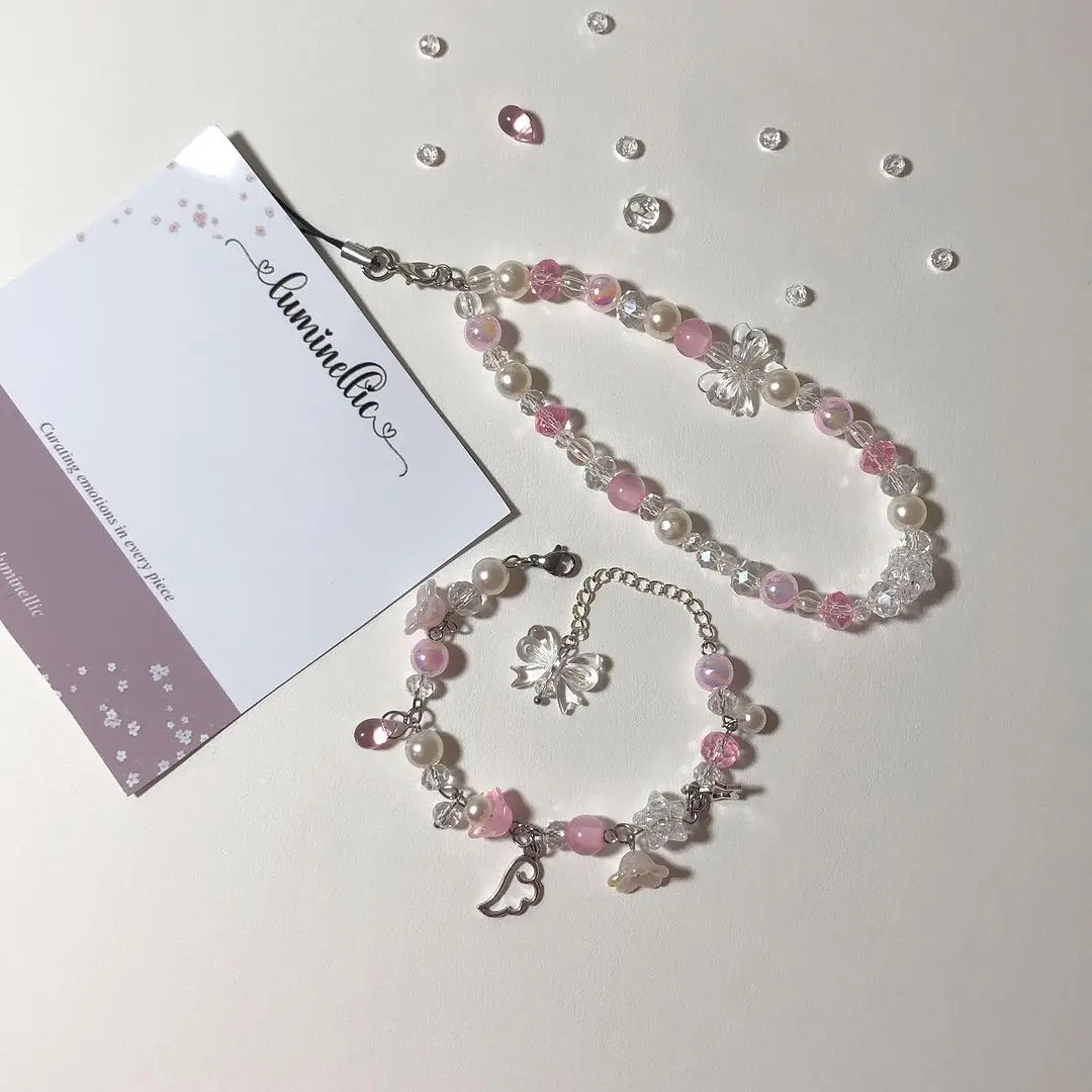 Bow phone charm with matching bracelet