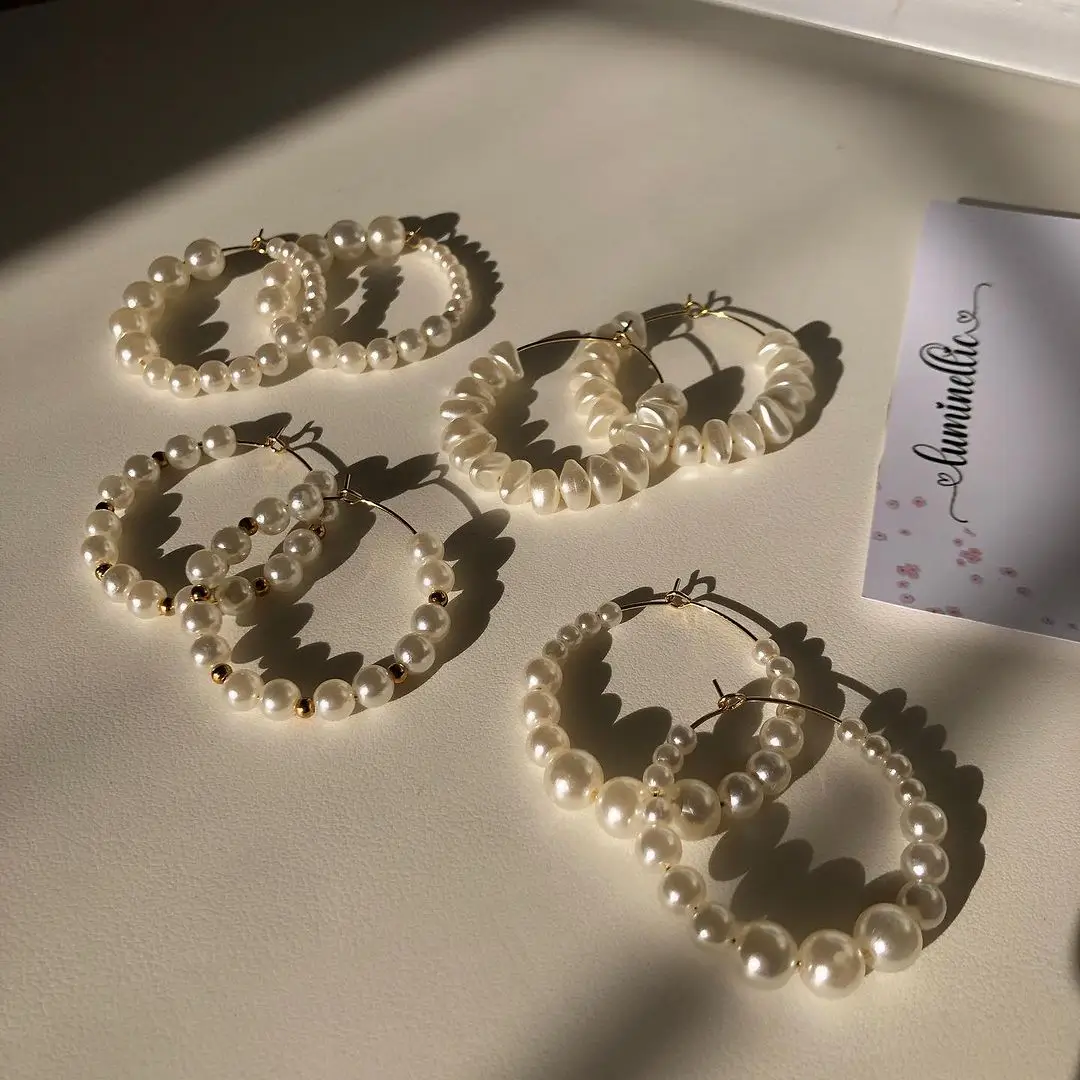 Pearl Hoop Earrings Pearl Hoop Earrings